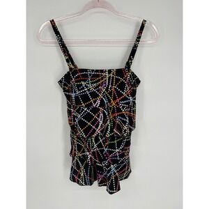 A Shore Fit! Ruffled Tankini Top Colorful Polka Dot Swim Top Separates Size 8
